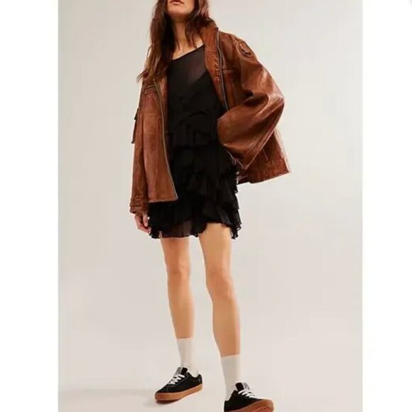 Free People Midnight Black Ruffle Mini Dress - Picture 4 of 5
